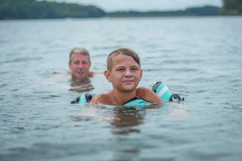Swimmers at Lake James in Nebo, N.C.