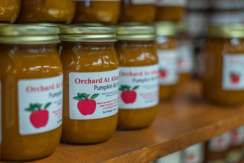 Jars of pumpkin butter at the Orchard at Altapass